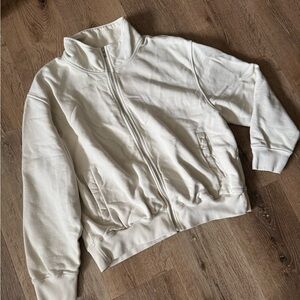 MATE the Label Cream Organic Cotton Full Zip‎ Sweatshirt Size L
